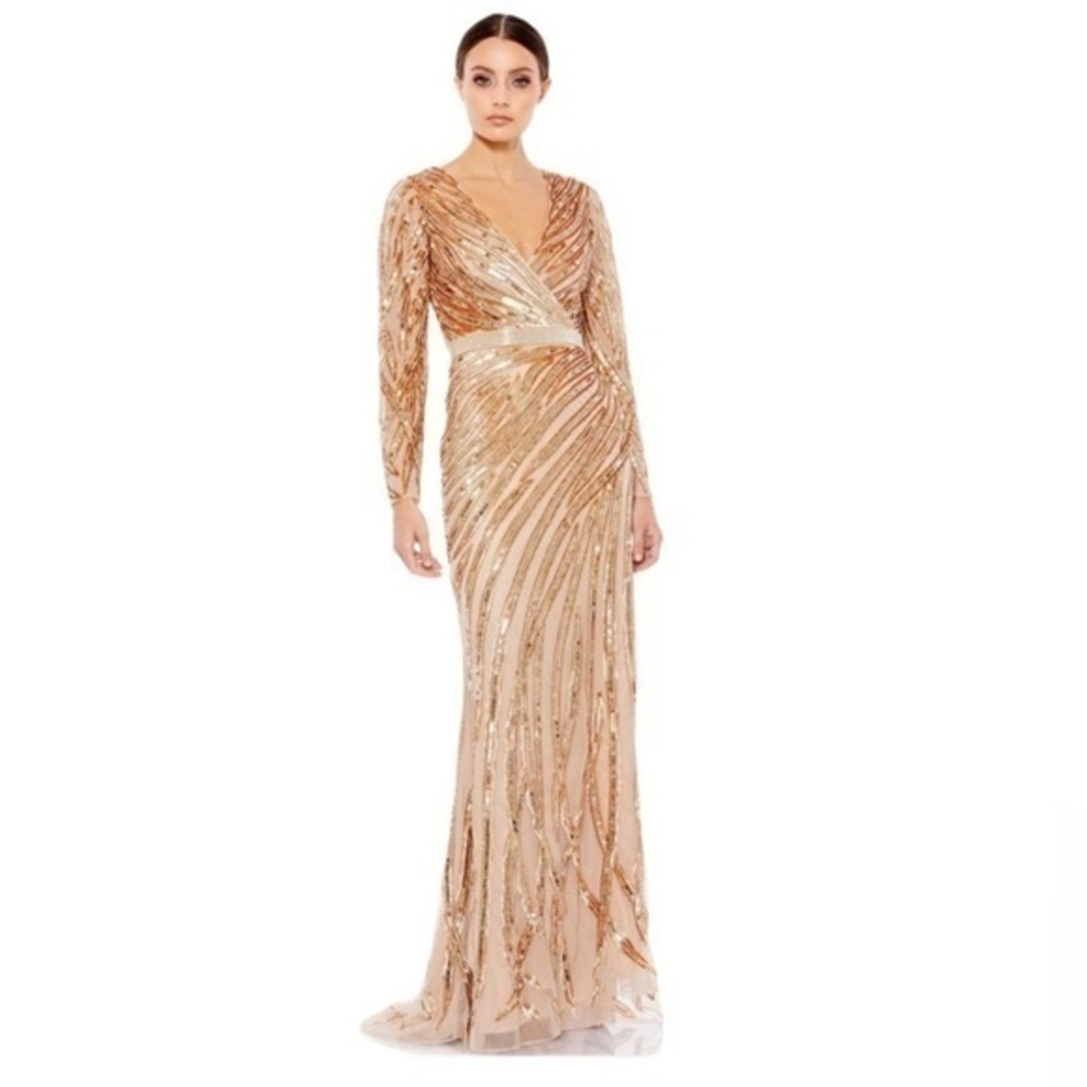 MAC DUGGAL GOWN Beaded SEQUIN size 16 embellished dress  Gala Formal Party NWT
